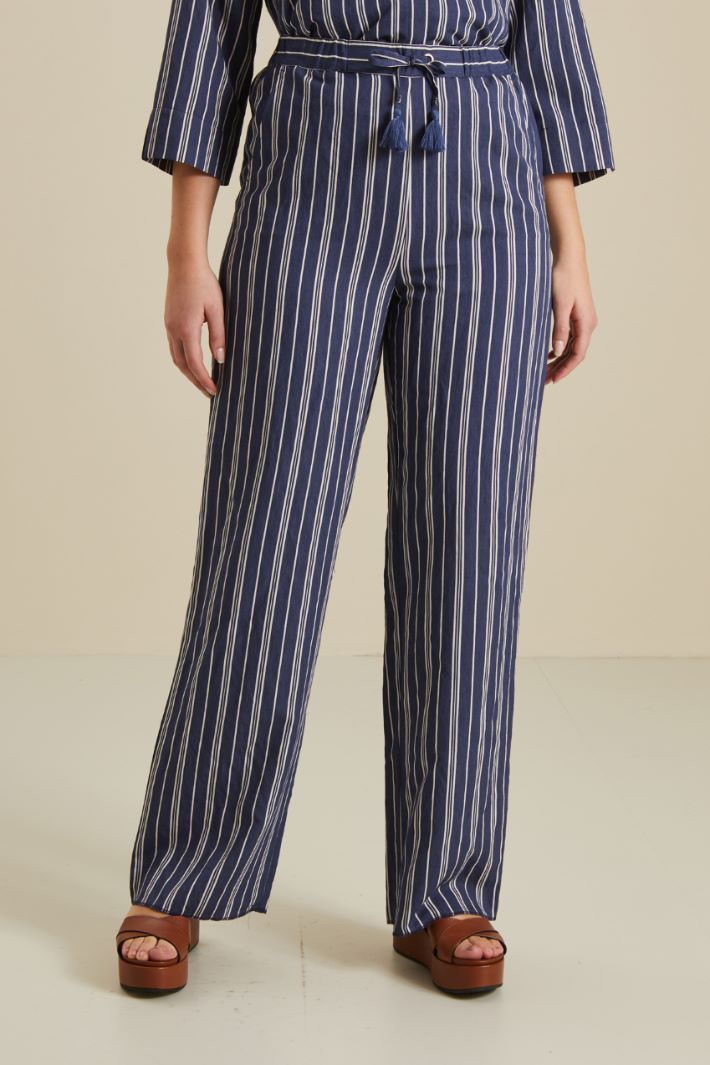 Pantaloni in misto viscosa - BLU BIANCO - Fashion Market - 2