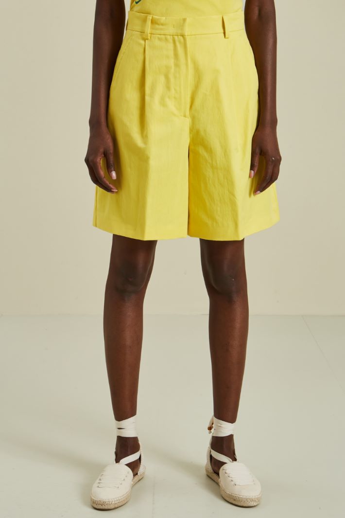 Bermuda in cotone e lino - GIALLO - Fashion Market - 2
