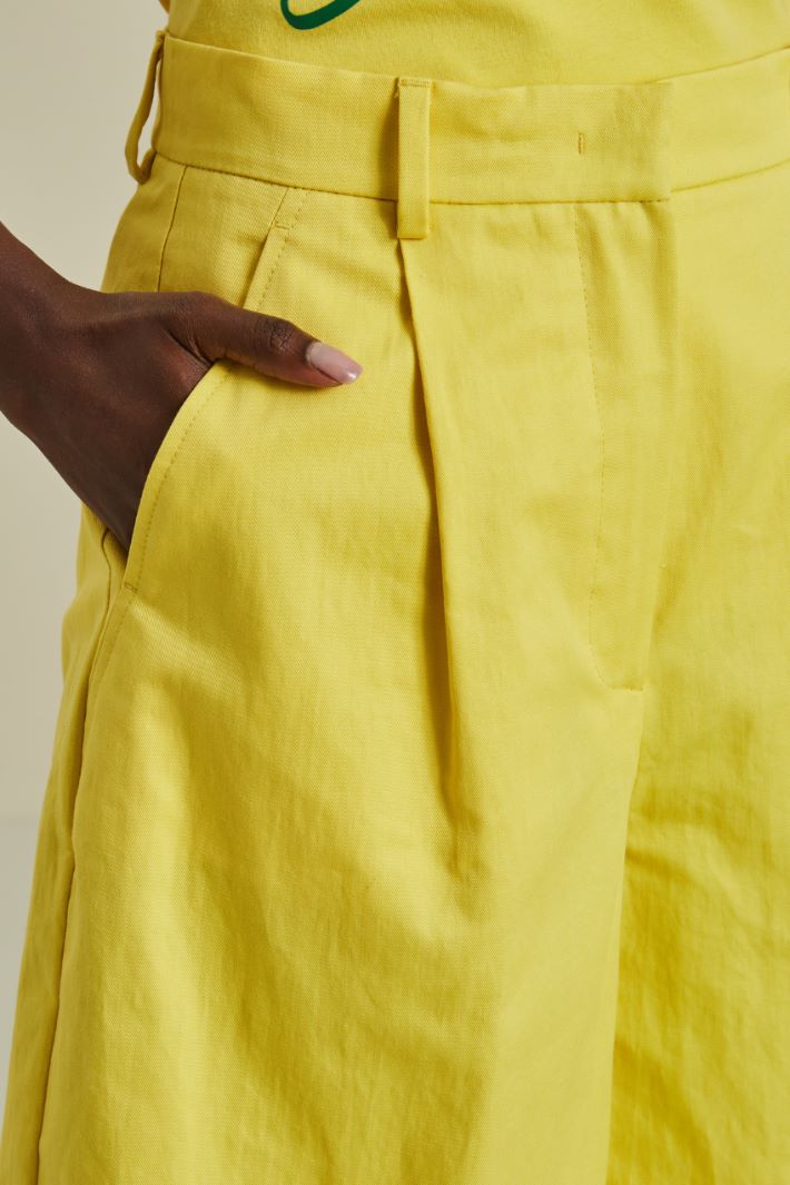 Bermuda in cotone e lino - GIALLO - Fashion Market - 3