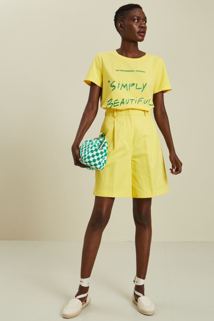 Bermuda in cotone e lino - GIALLO - Fashion Market