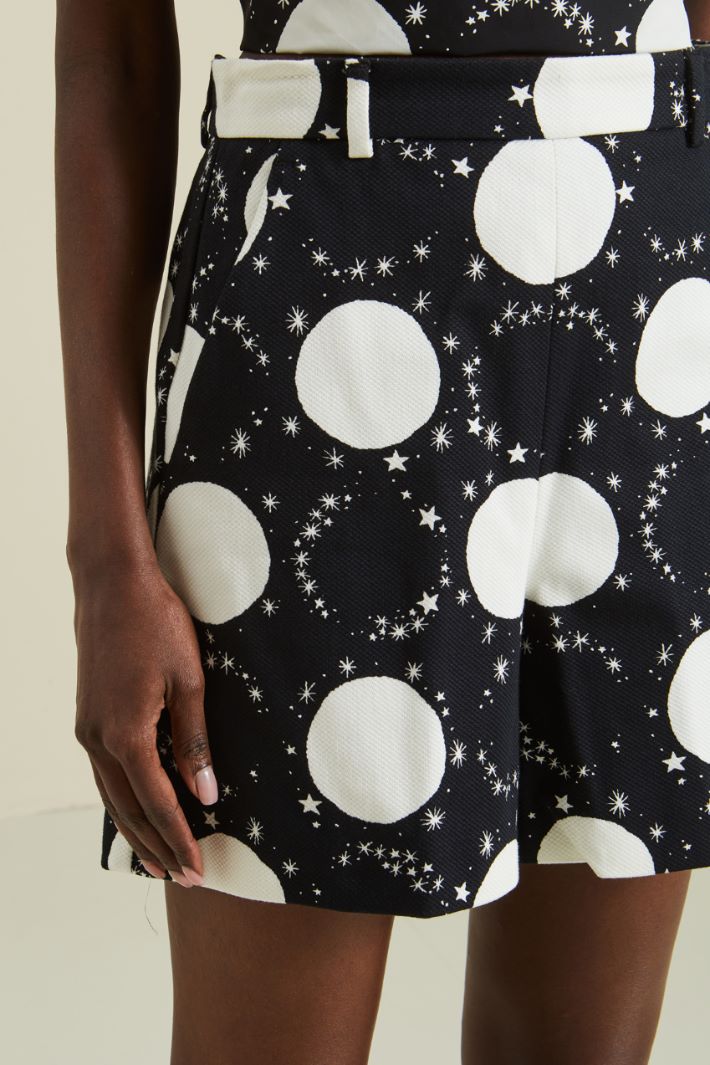 Shorts in cotone armaturato - NERO BIANCO - Fashion Market - 3