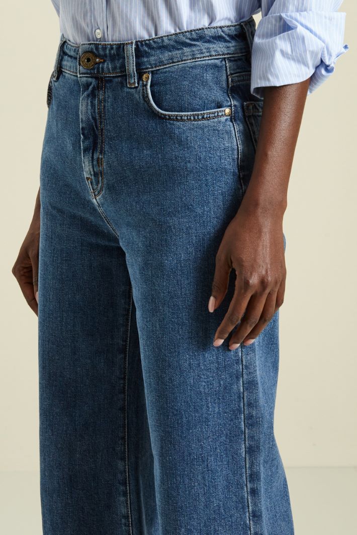 Jeans cropped sfrangiati - BLU DENIM - Fashion Market - 3