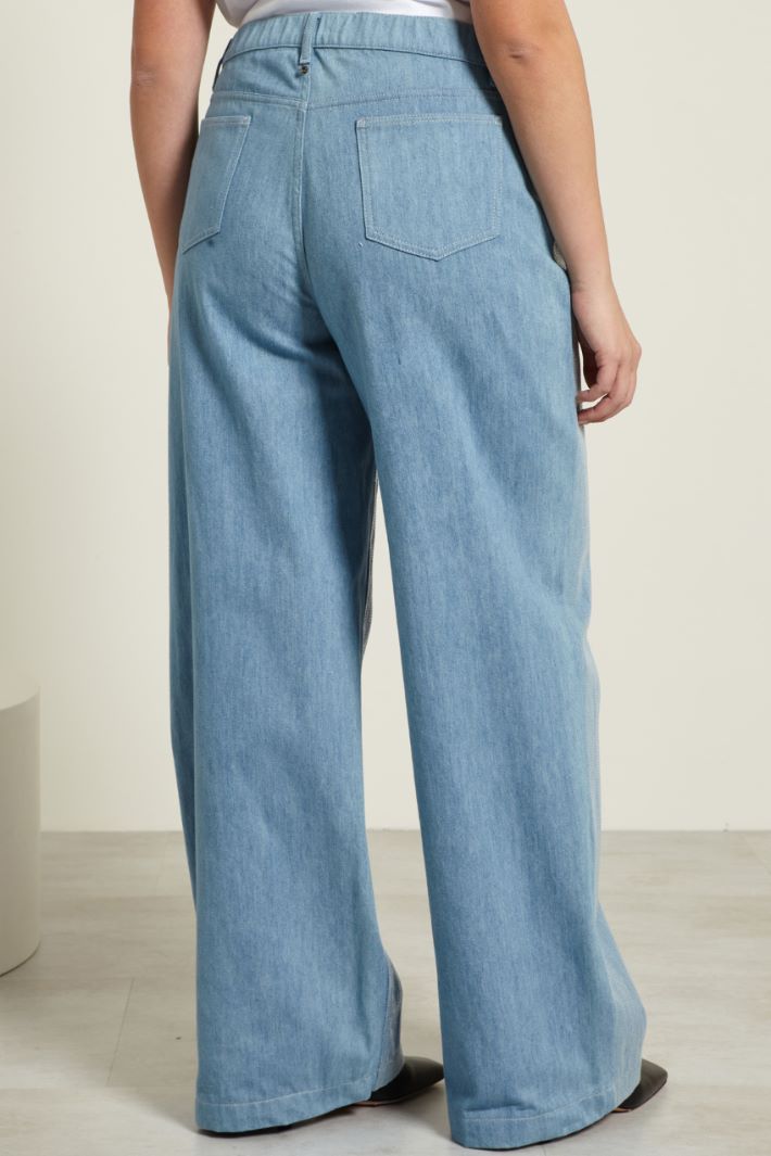 Jeans a palazzo con paillettes - AZZURRO DENIM CHIARO - Fashion Market - 4