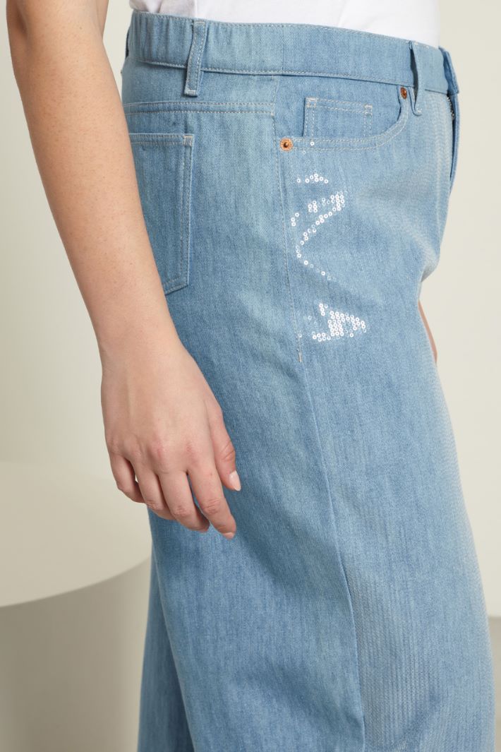Jeans a palazzo con paillettes - AZZURRO DENIM CHIARO - Fashion Market - 3
