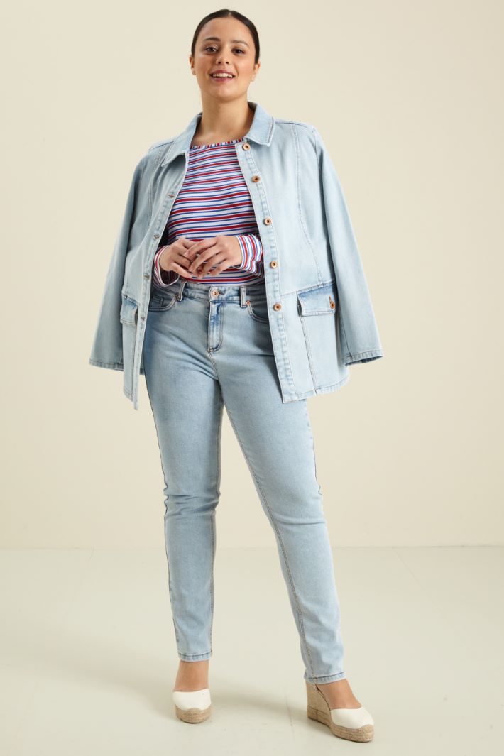 Jeans in denim stretch - AZZURRO DENIM CHIARO - Fashion Market