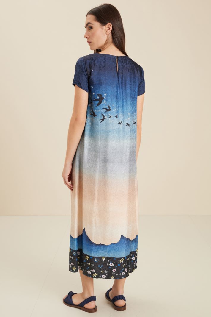 Abito in viscosa jacquard - BLU ROSA - Fashion Market - 4