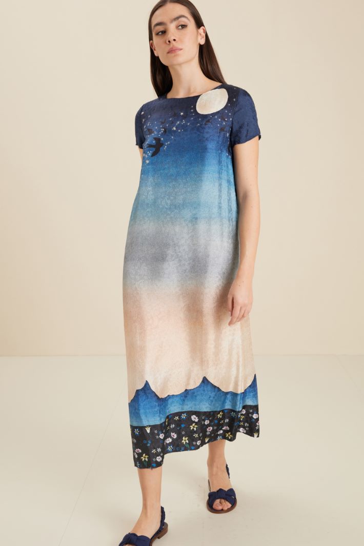 Abito in viscosa jacquard - BLU ROSA - Fashion Market - 2