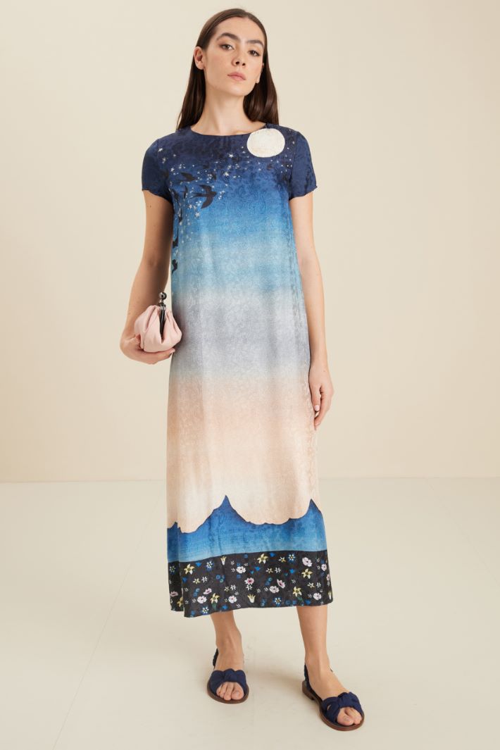 Abito in viscosa jacquard - BLU ROSA - Fashion Market