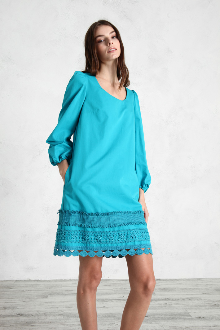 Abito in faille di cotone - TURCHESE - Fashion Market - 5
