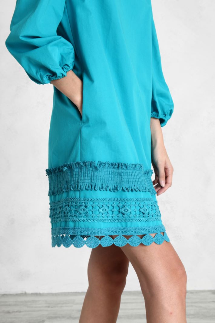 Abito in faille di cotone - TURCHESE - Fashion Market - 3