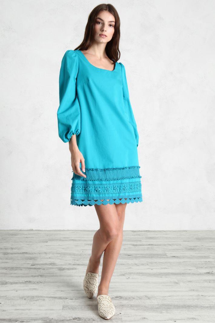 Abito in faille di cotone - TURCHESE - Fashion Market