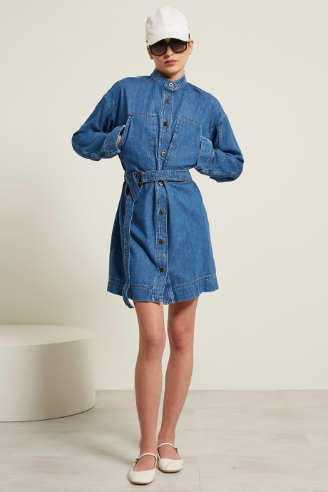 Abito in denim con cintura Fashion Market