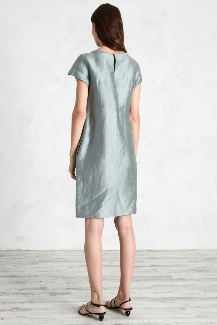 Abito sfiancato raso di seta - VERDE SALVIA - Fashion Market - 4