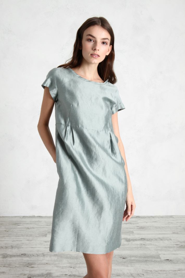 Abito sfiancato raso di seta - VERDE SALVIA - Fashion Market - 2