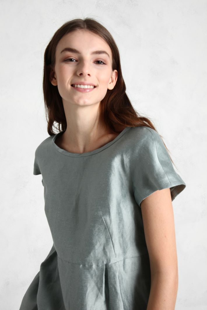 Abito sfiancato raso di seta - VERDE SALVIA - Fashion Market - 3