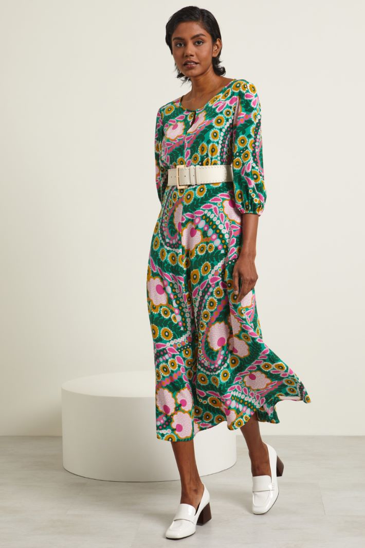 Abito con apertura a goccia - VERDE ROSA OCRA - Fashion Market