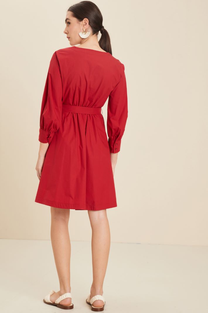 Abito con cintura - ROSSO - Fashion Market - 4