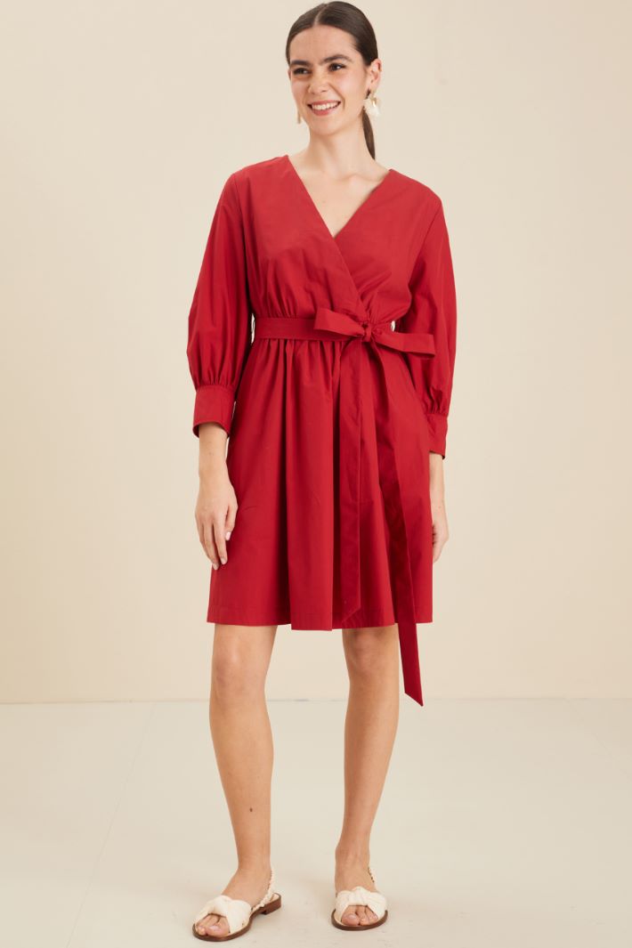 Abito con cintura - ROSSO - Fashion Market