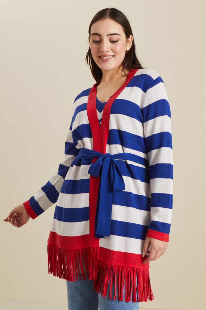 Cardigan jacquard con frange Fashion Market - 2