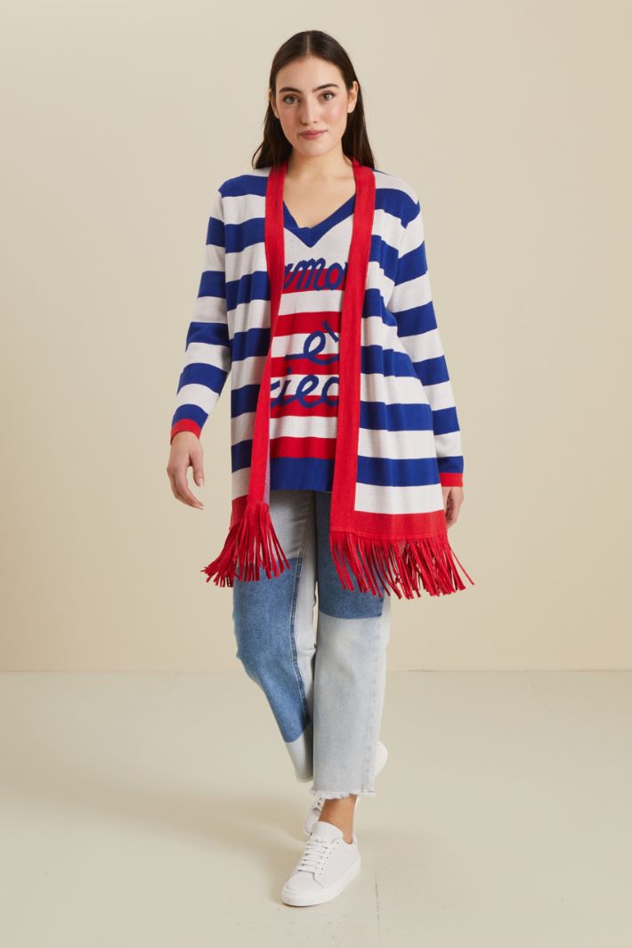 Cardigan jacquard con frange Fashion Market
