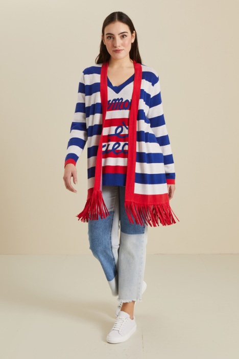 Cardigan jacquard con frange Fashion Market