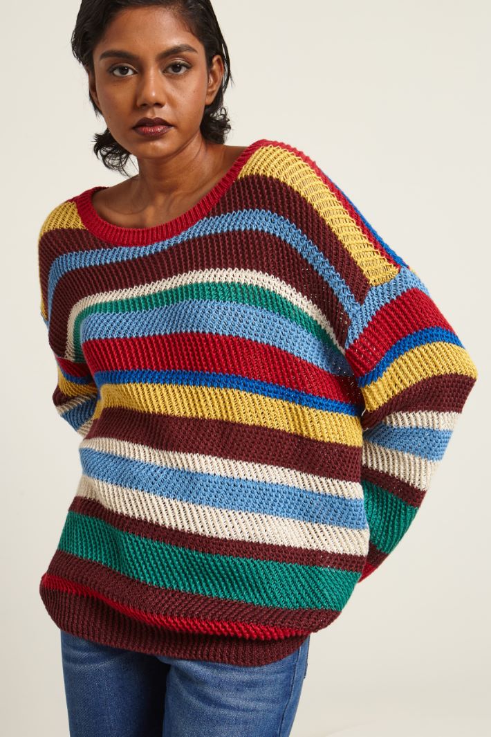 Maglia over in lino  - GIALLO ROSSO AZZURRO - Fashion Market - 2