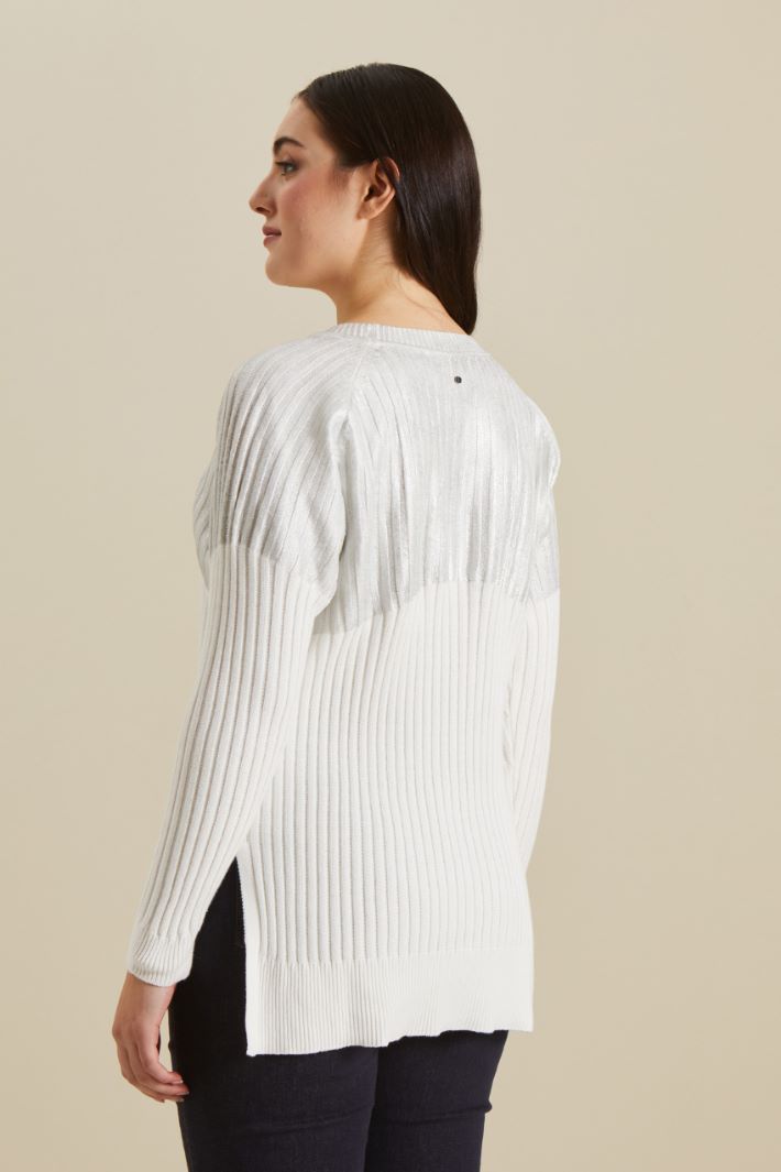Maglia in cotone spalmato - BIANCO ARGENTO - Fashion Market - 4