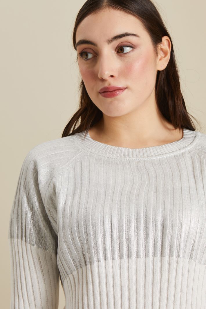 Maglia in cotone spalmato - BIANCO ARGENTO - Fashion Market - 3