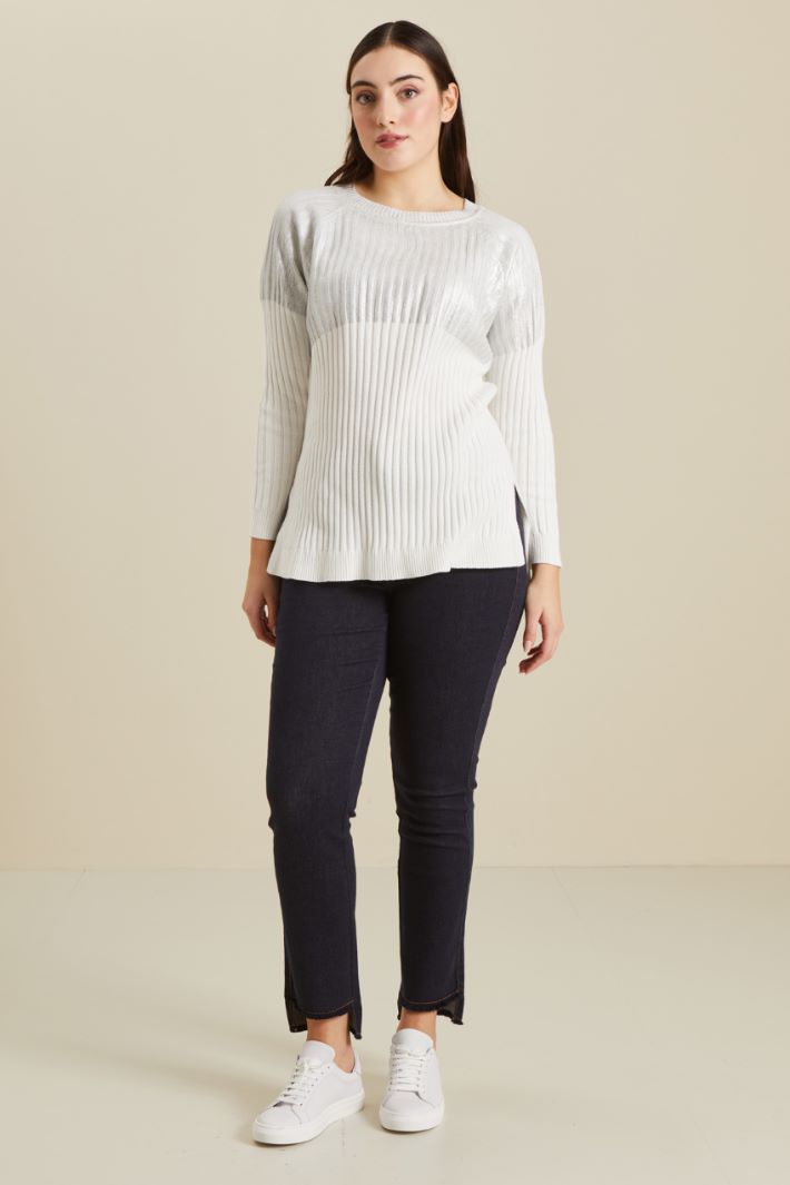Maglia in cotone spalmato - BIANCO ARGENTO - Fashion Market