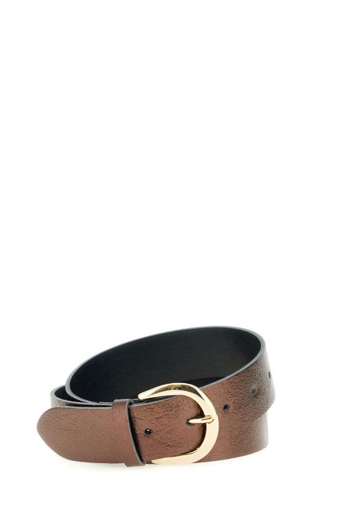 Cintura in pelle laminata - BRONZO ORO - Fashion Market