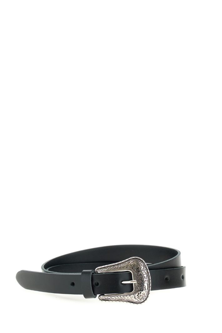 Cintura con fibbia intarsiata - NERO ARGENTO - Fashion Market