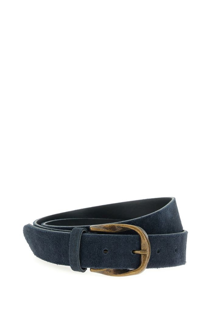 Cintura in suede e metallo - BLU NOTTE BRONZO - Fashion Market