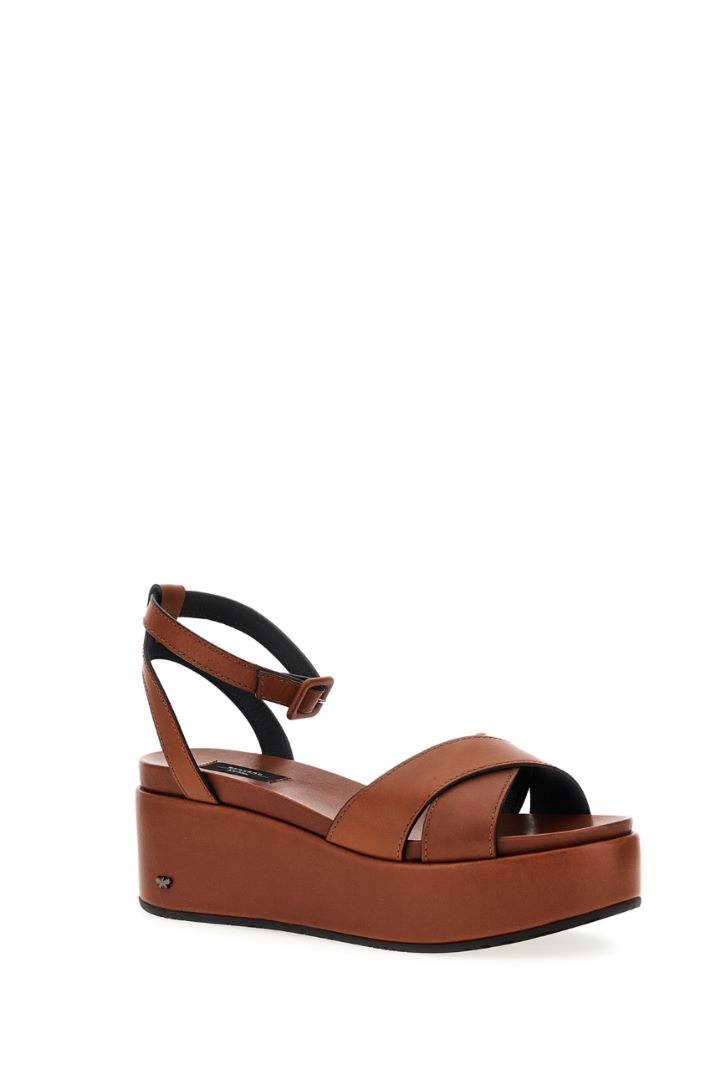 Sandali con zeppa - MARRONE - Fashion Market - 2