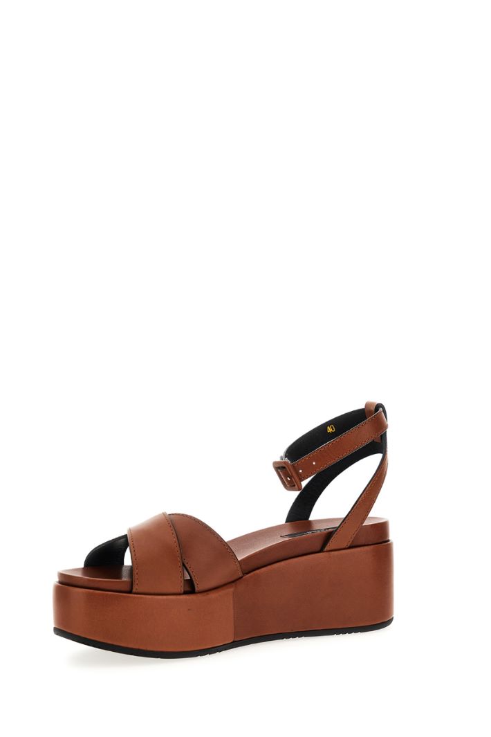Sandali con zeppa - MARRONE - Fashion Market - 3