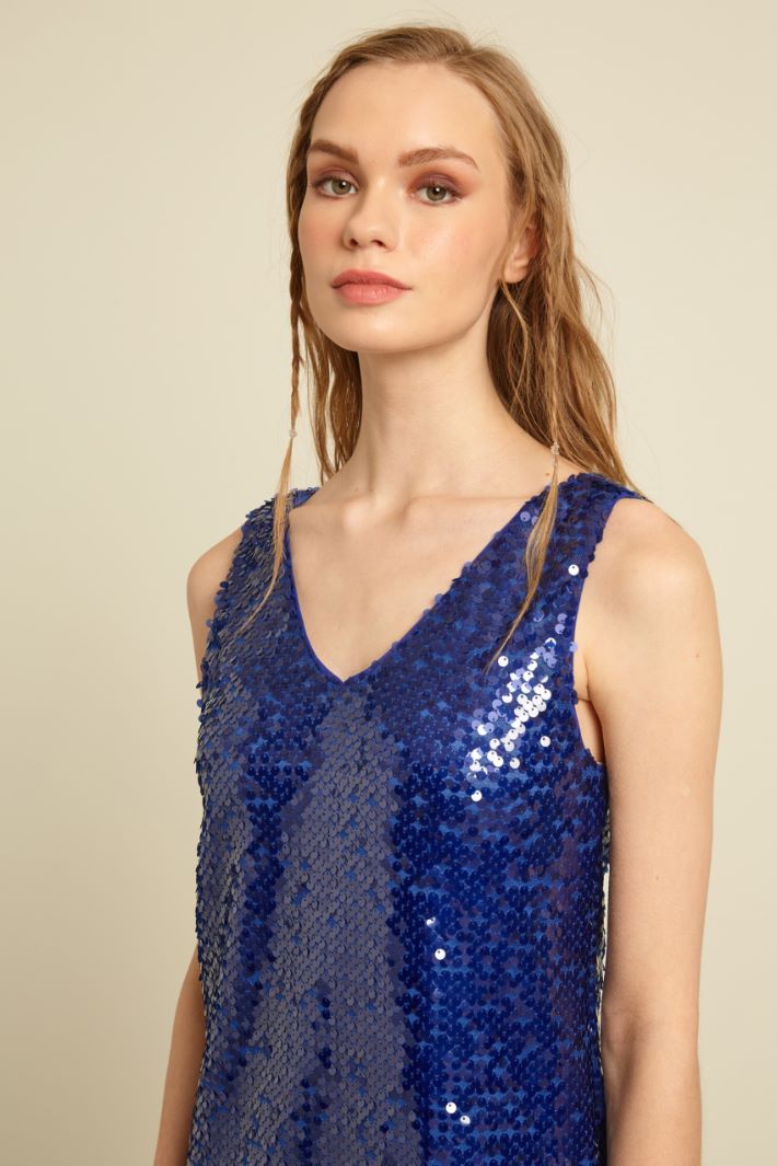 Abito con pailettes - BLU - Fashion Market - 3
