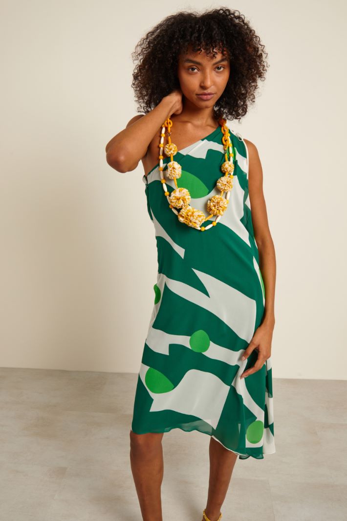 Collana con pon pon in rafia - GIALLO BIANCO - Fashion Market - 3