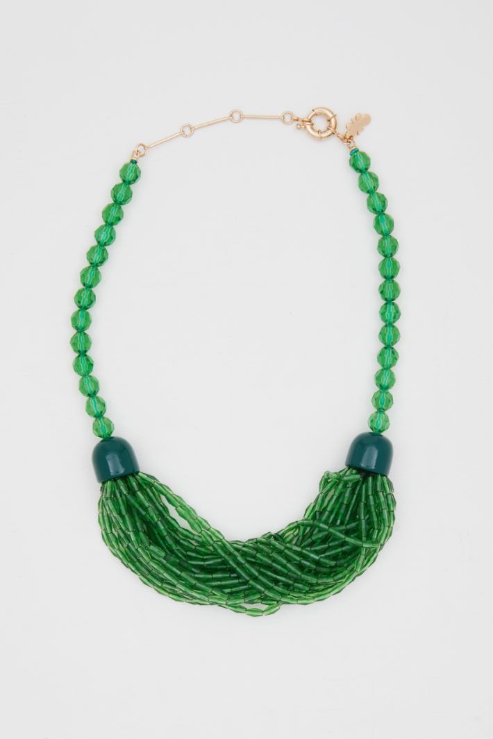 Girocollo con perline - VERDE ACCESO ORO - Fashion Market