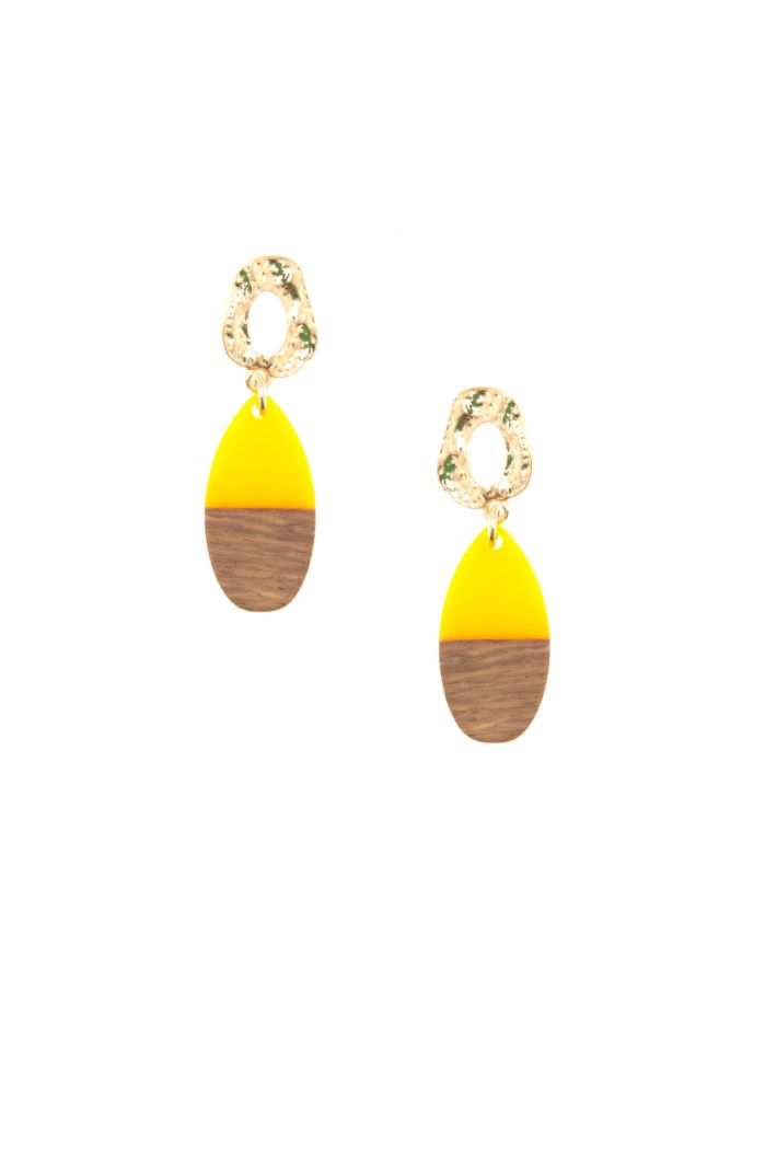 Orecchini pendenti in resina - AMBRA MARRONE - Fashion Market