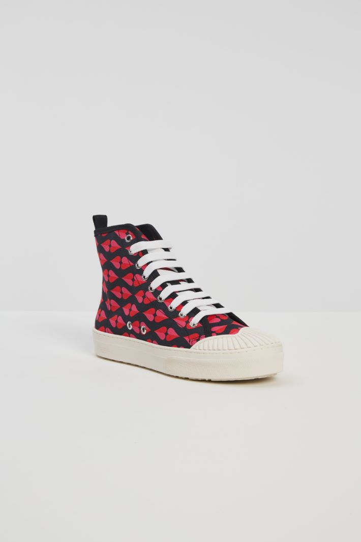 Sneakers alte in tela - ROSA ROSSO NERO - Fashion Market - 2
