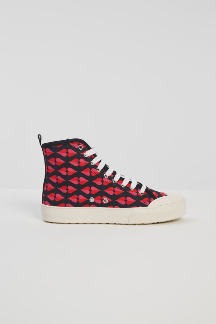 Sneakers alte in tela - ROSA ROSSO NERO - Fashion Market