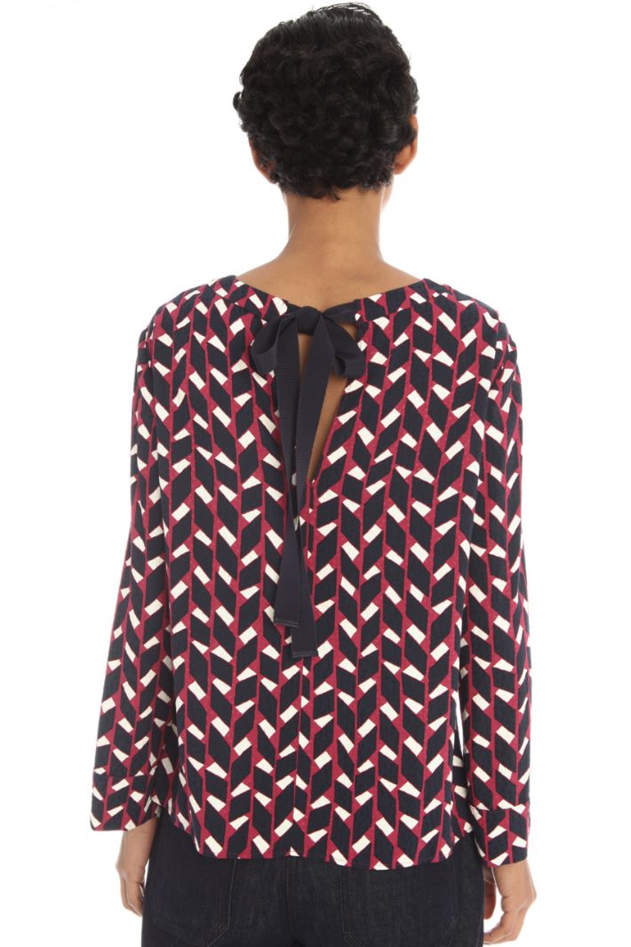 Blusa in tessuto jacquard - BORDEAUX BLU NOTTE - Fashion Market - 4