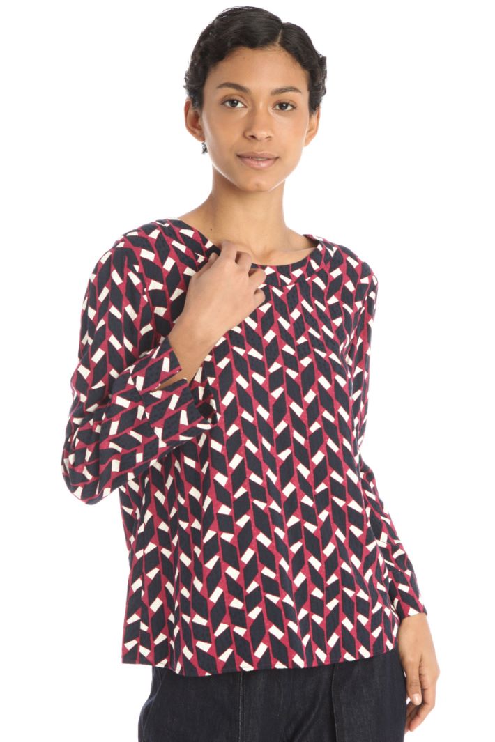 Blusa in tessuto jacquard - BORDEAUX BLU NOTTE - Fashion Market - 2