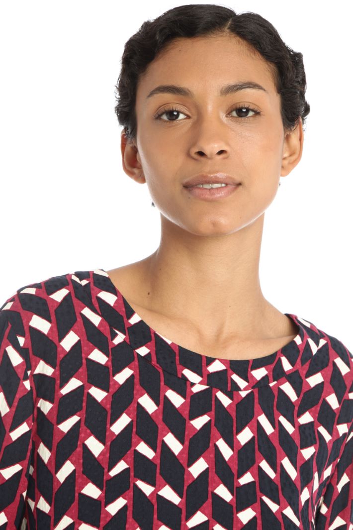 Blusa in tessuto jacquard - BORDEAUX BLU NOTTE - Fashion Market - 3