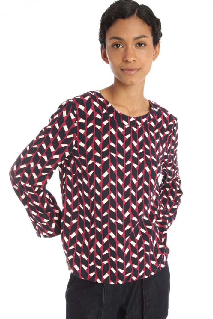 Blusa in tessuto jacquard - BORDEAUX BLU NOTTE - Fashion Market