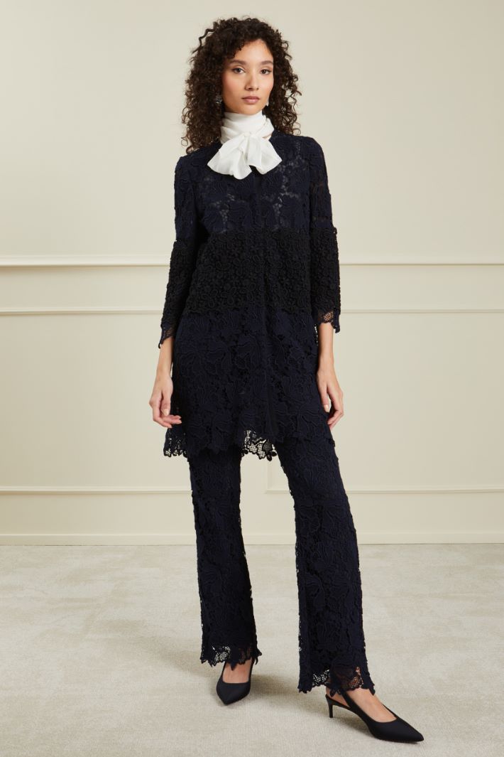 Spolverino in pizzo - BLU NOTTE NERO - Fashion Market