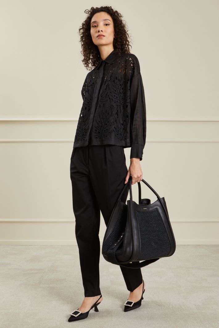 Pantaloni in levantina - NERO - Fashion Market