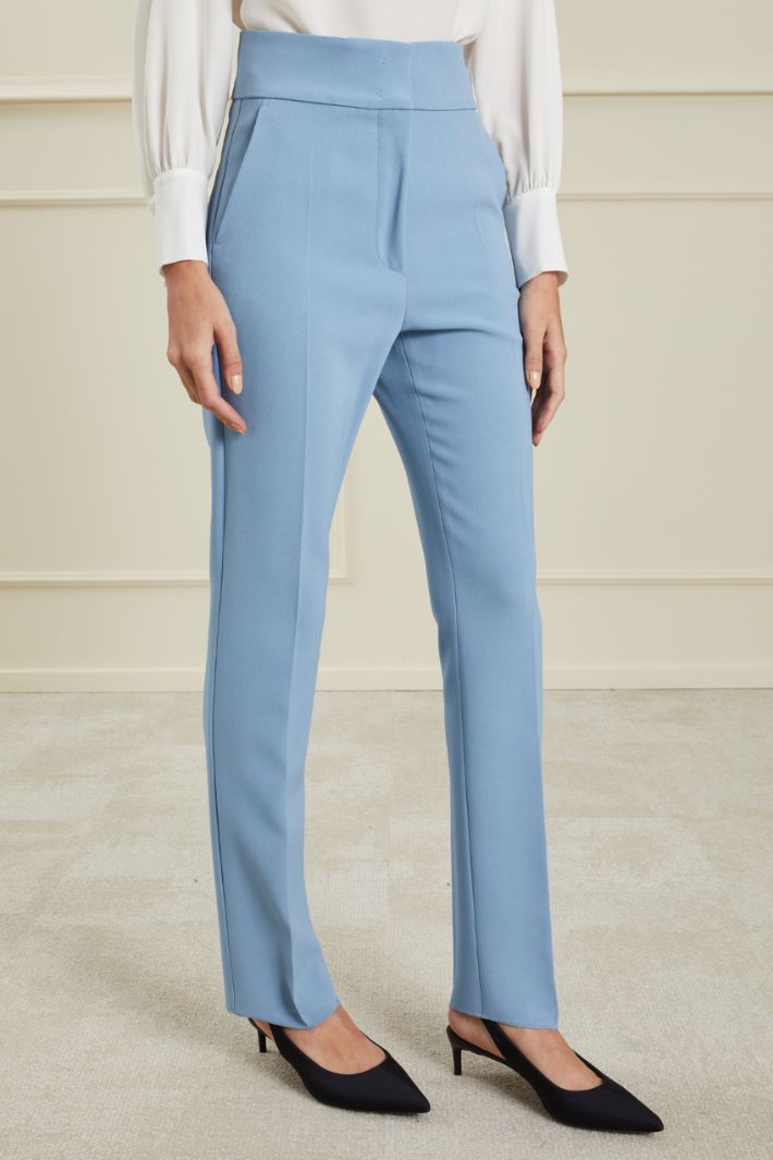 Pantaloni in cady di viscosa - AZZURRO POLVERE - Fashion Market - 2