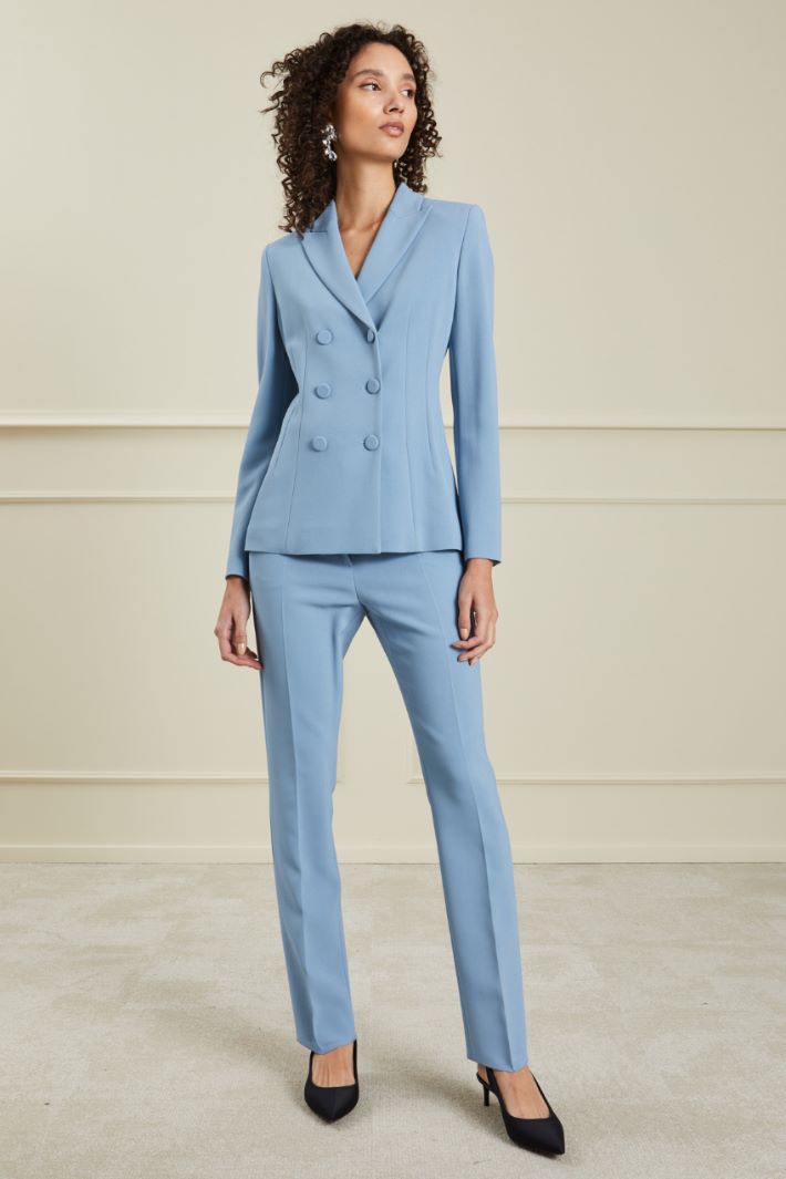 Pantaloni in cady di viscosa - AZZURRO POLVERE - Fashion Market