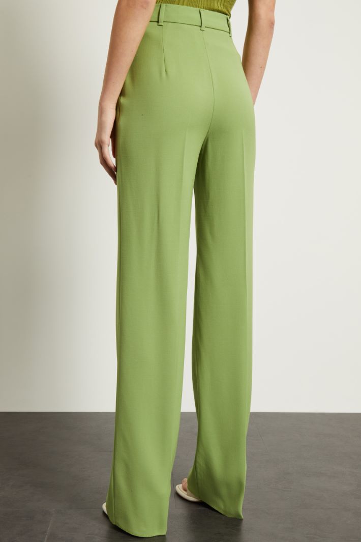 Pantaloni a palazzo in lana - VERDE OLIVA CHIARO - Fashion Market - 4