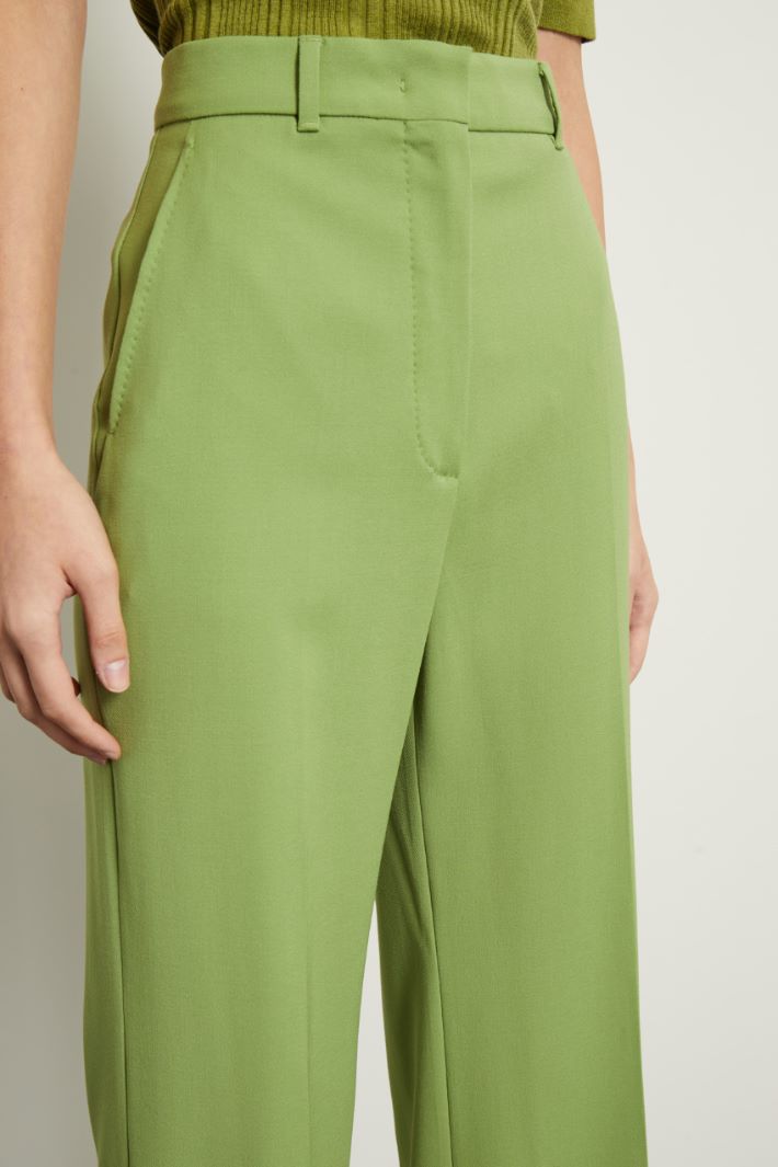Pantaloni a palazzo in lana - VERDE OLIVA CHIARO - Fashion Market - 3